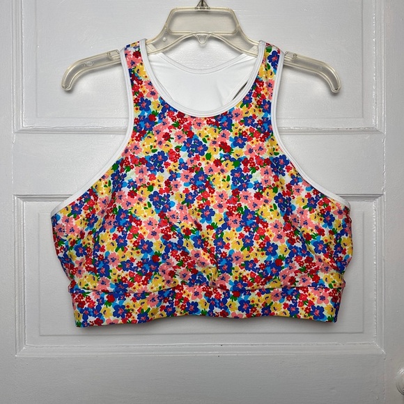 Old Navy Active Sports Bra Powersoft Go Dry Racerback Removable Pads Floral NWT - Picture 13 of 15